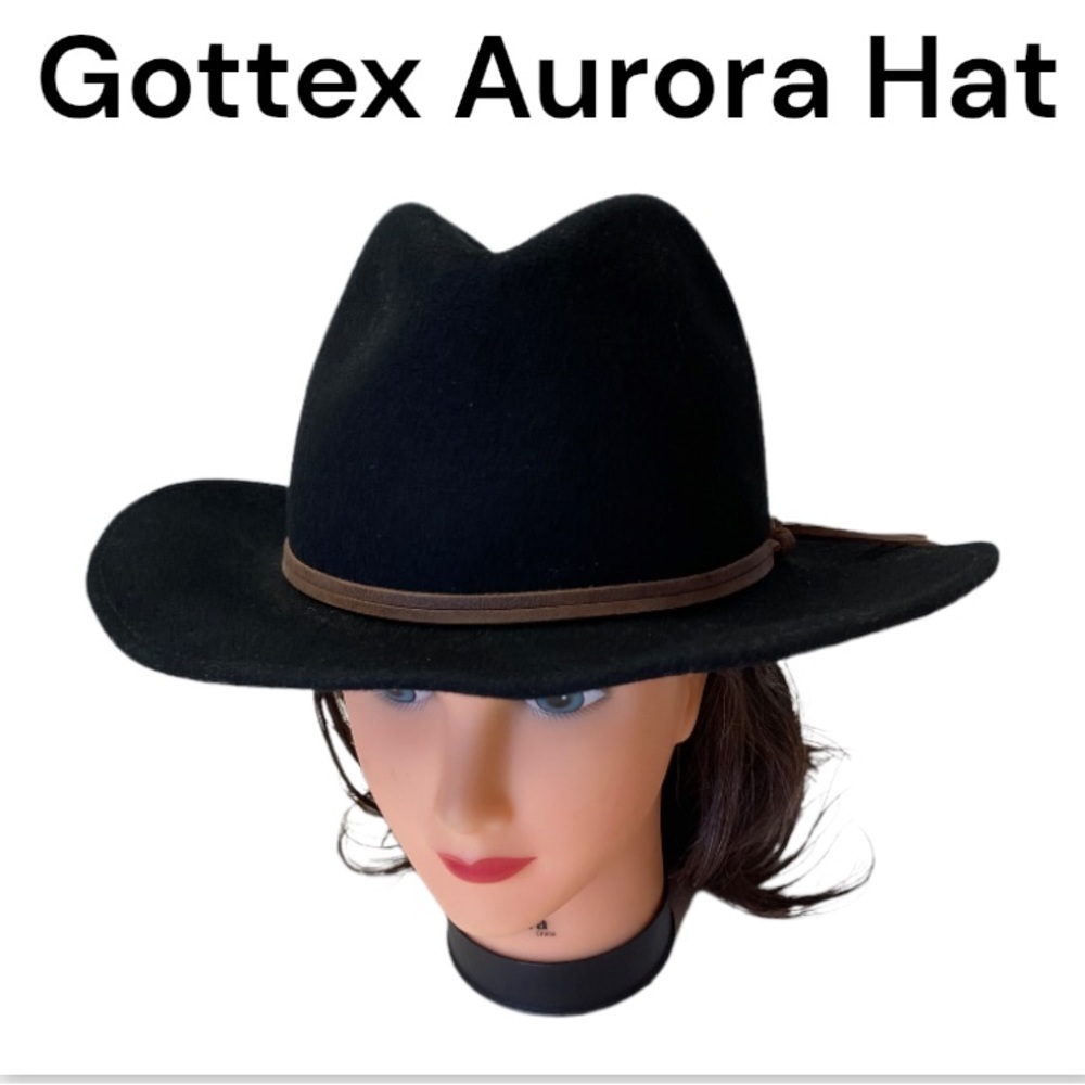 NWT Gottex Aurora 100% Wool Felt Charcoal Black Fedora Hat OSFM